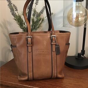 Vintage Leather Coach Tote Bag